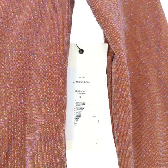 Alix NYC Women S Addison Bodysuit Brown Off Shoulder Shimmer Stretch NEW - Picture 5 of 7